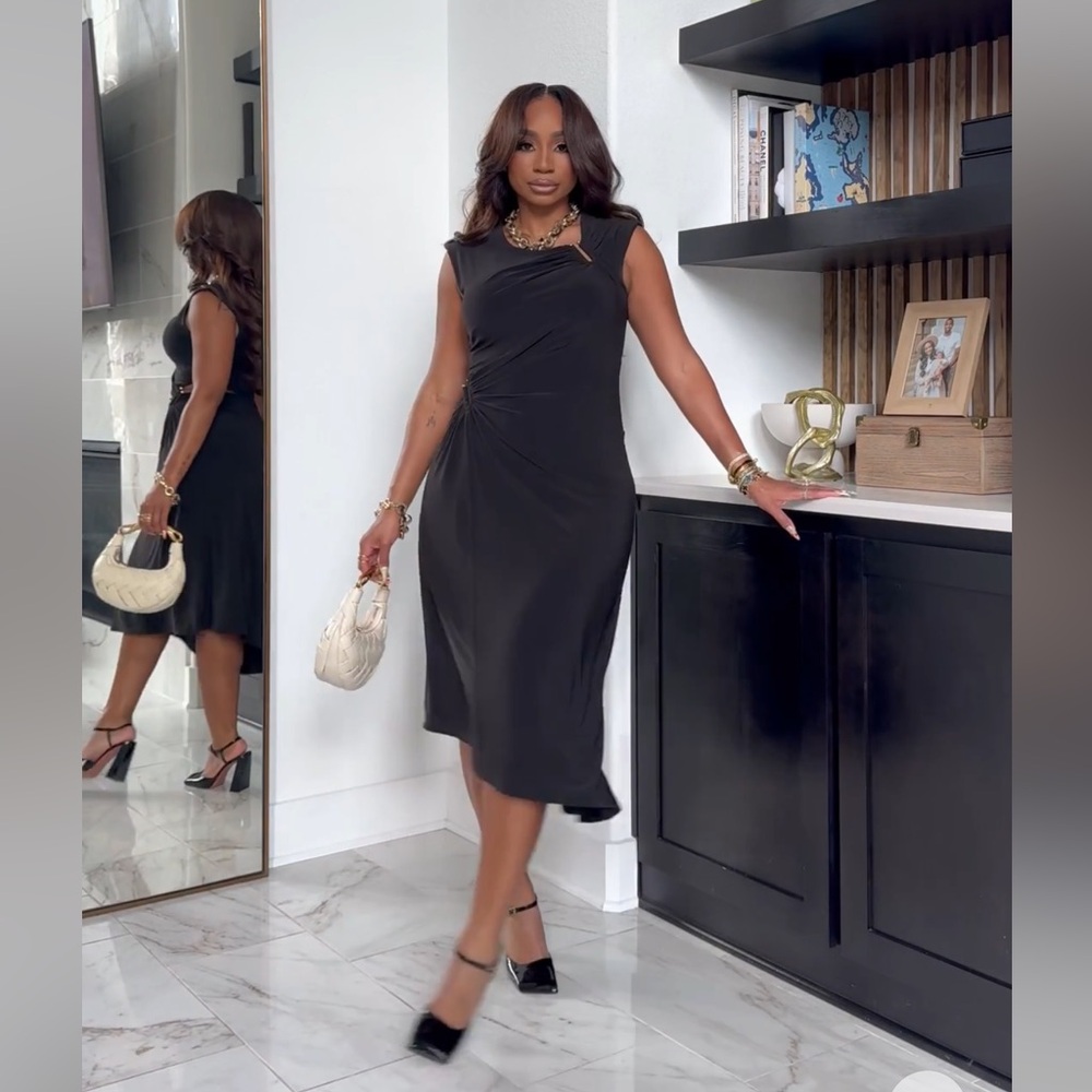 White House Black Market Black Midi Sheath Dress